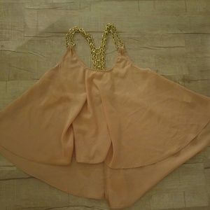 Pinkish Racerback Blouse With Gold Chain Straps
